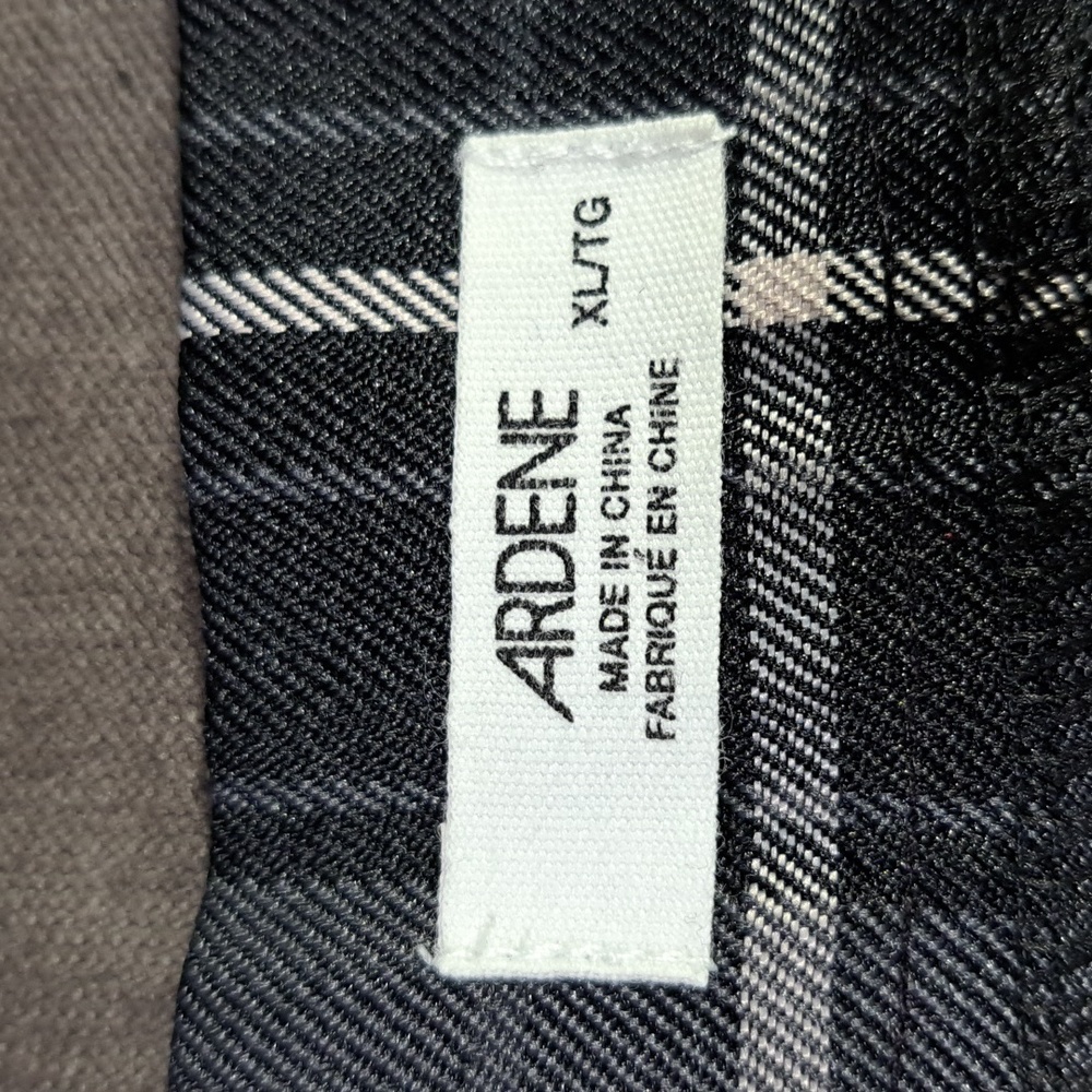 Ardene Black Grey White Plaid Polyester Blend Pleated Mini Skirt VG+ XL - Picture 3 of 4